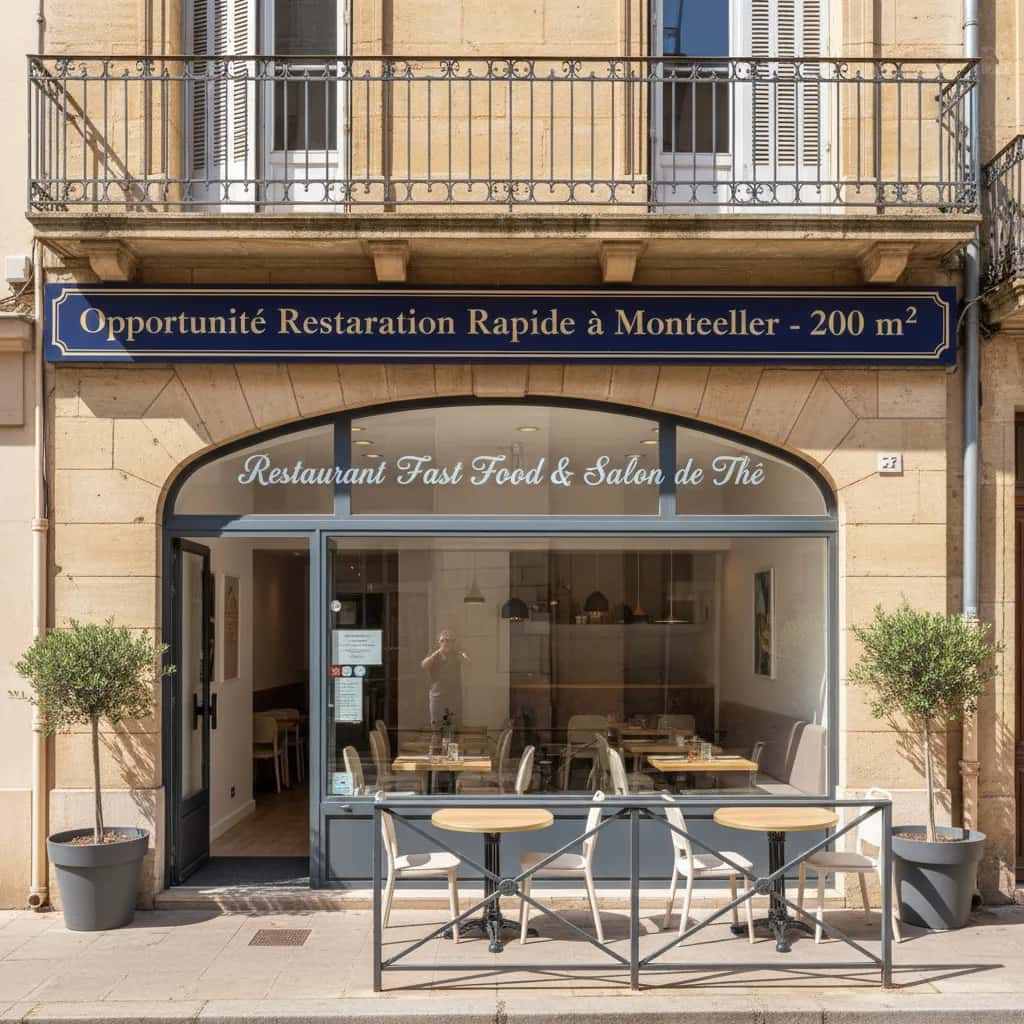 Fast-food 200m² à Montpellier : terrasse - licence IV