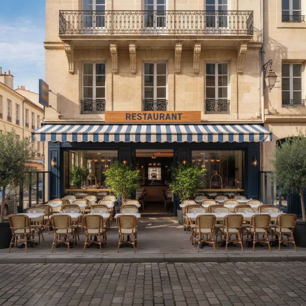 Restaurant 120m² à Nîmes : terrasse - cuisine équipée