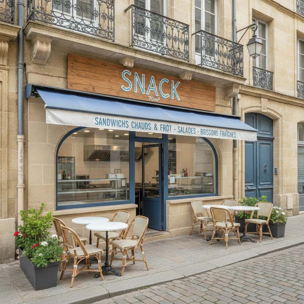 Snack 70m² à Bordeaux : terrasse - cuisine équipée