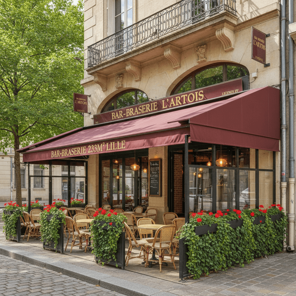 Bar-brasserie 233m² à Lille : terrasse - licence IV
