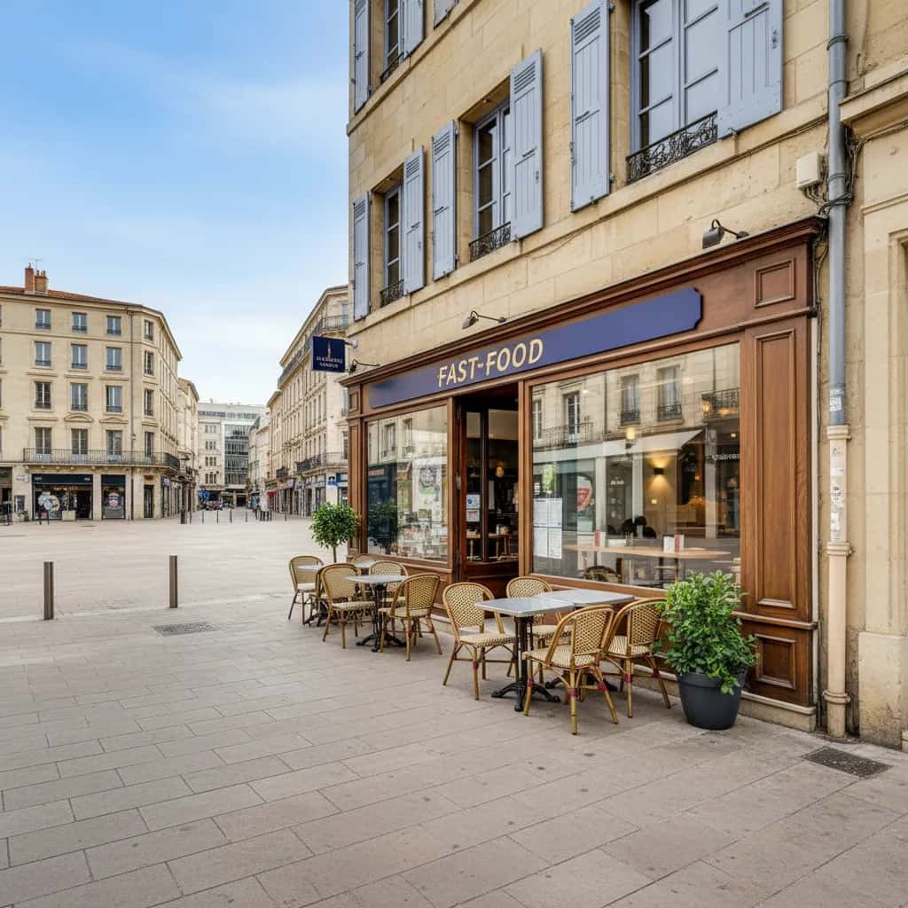 Fast-food 57m² à Montpellier : terrasse - licence IV