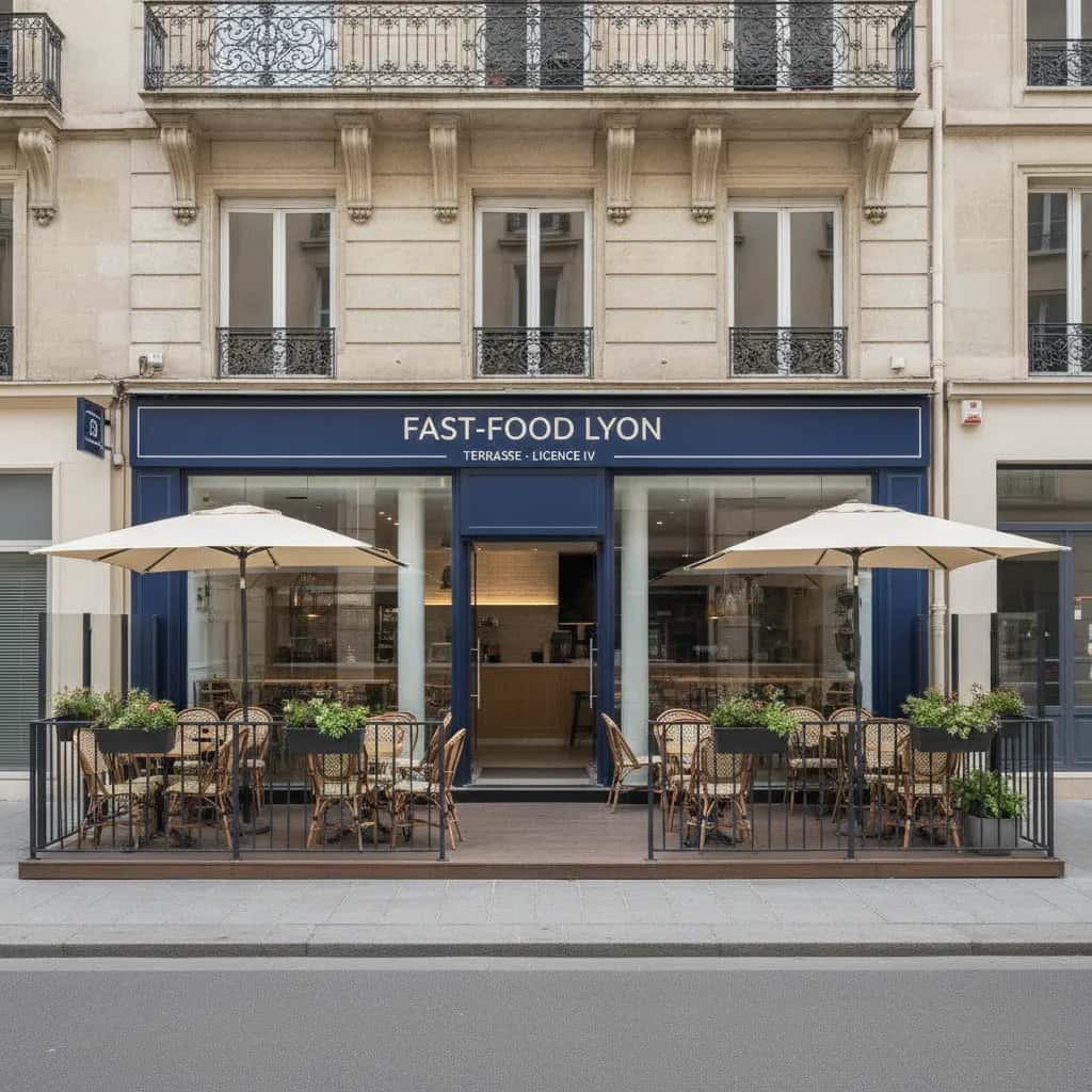 Fast-food 120m² à Lyon : terrasse - licence IV