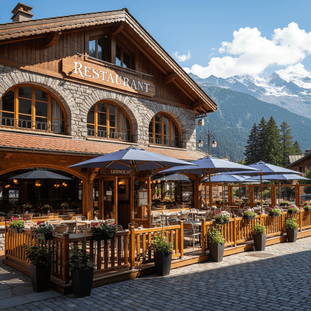 Restaurant à Chamonix-Mont-Blanc : terrasse - licence IV - Image 1