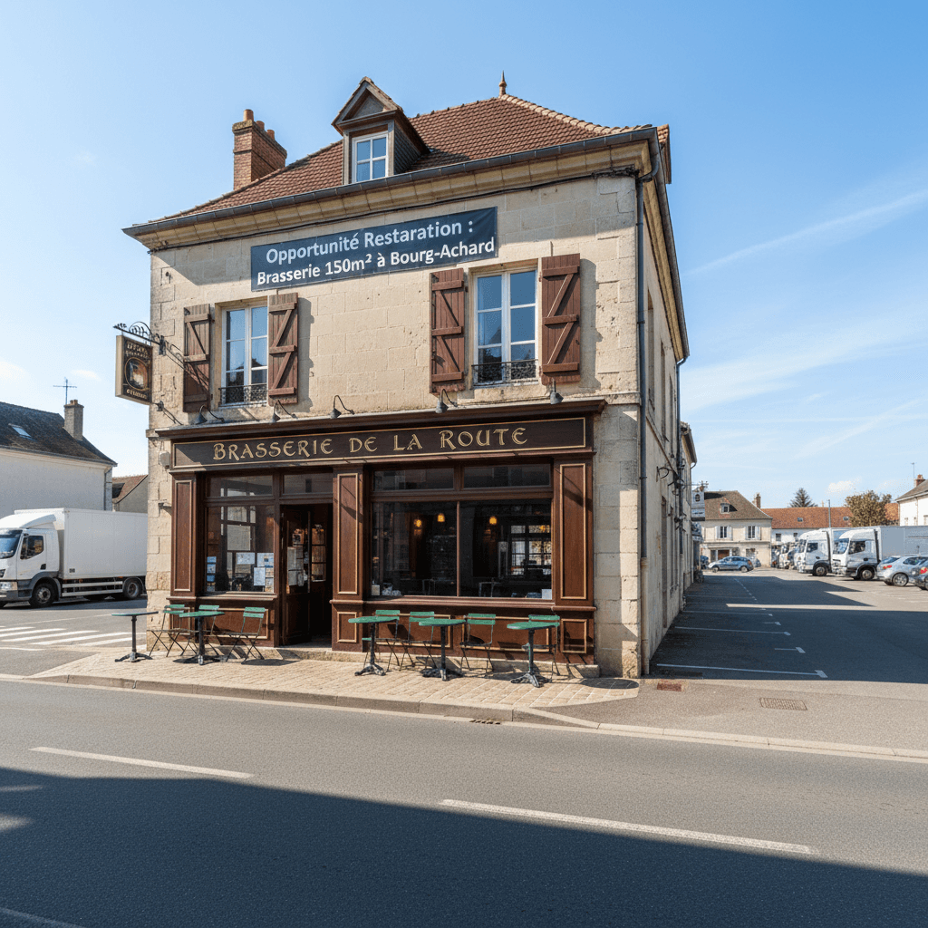 Bar-brasserie 150m² à Bourg-Achard : terrasse - licence IV - Image 1