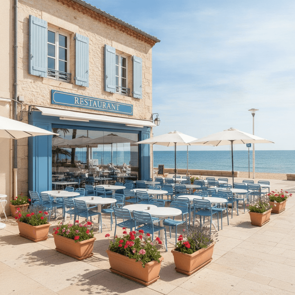 Restaurant 90m² à Sainte-Marie-la-Mer : terrasse - extraction - Image 1
