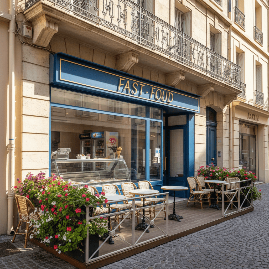 Fast-food 150m² à Nice : terrasse - extraction