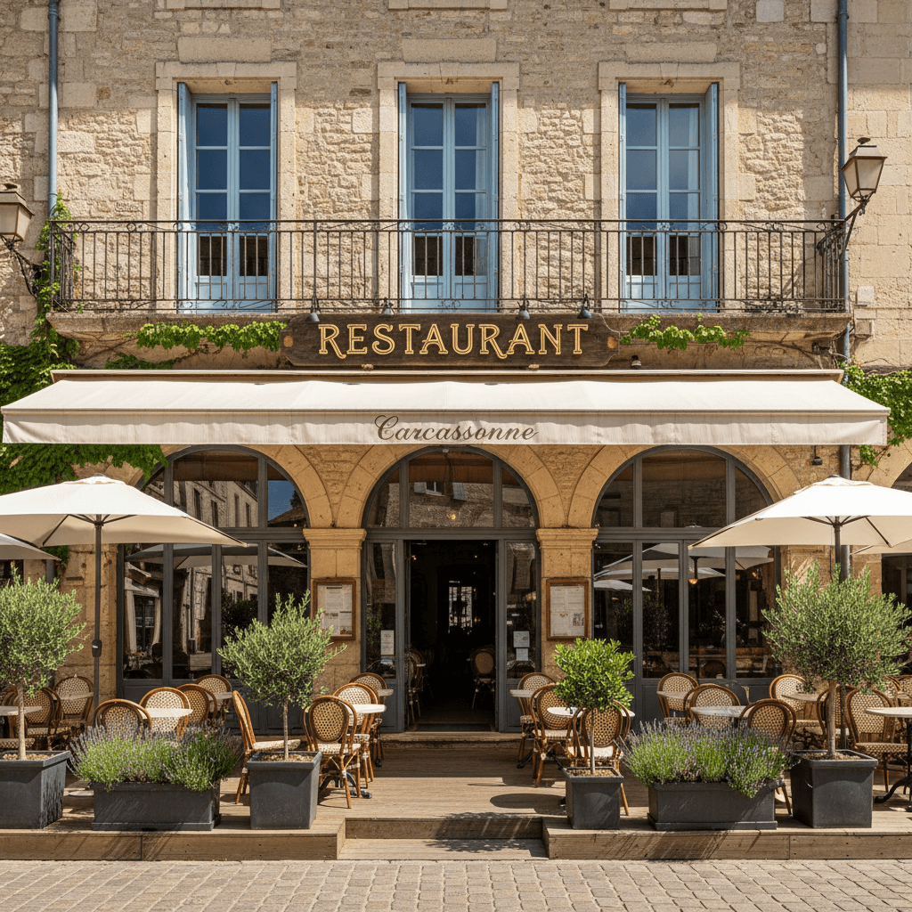 Restaurant à Carcassonne : terrasse - extraction - Image 1