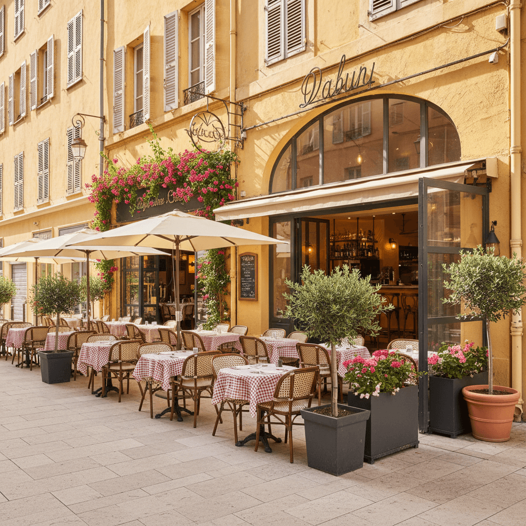 Restaurant 80m² à Nice : terrasse - cuisine équipée