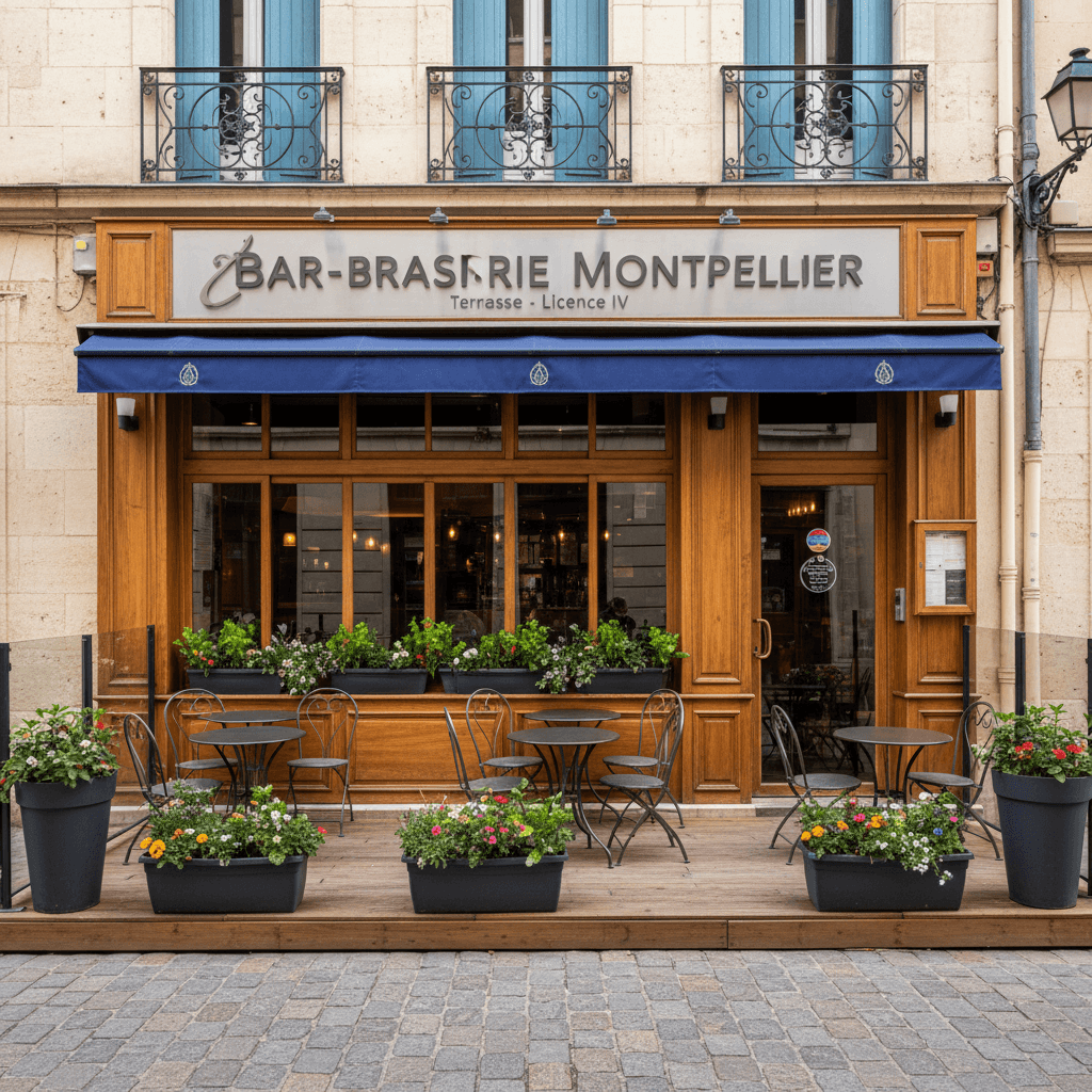Bar-brasserie 74m² à Montpellier : terrasse - licence IV