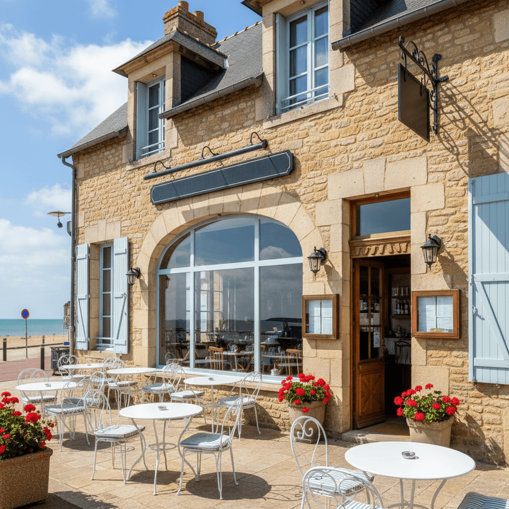 Restaurant à Arromanches-Les-Bains : terrasse - licence IV - Image 1
