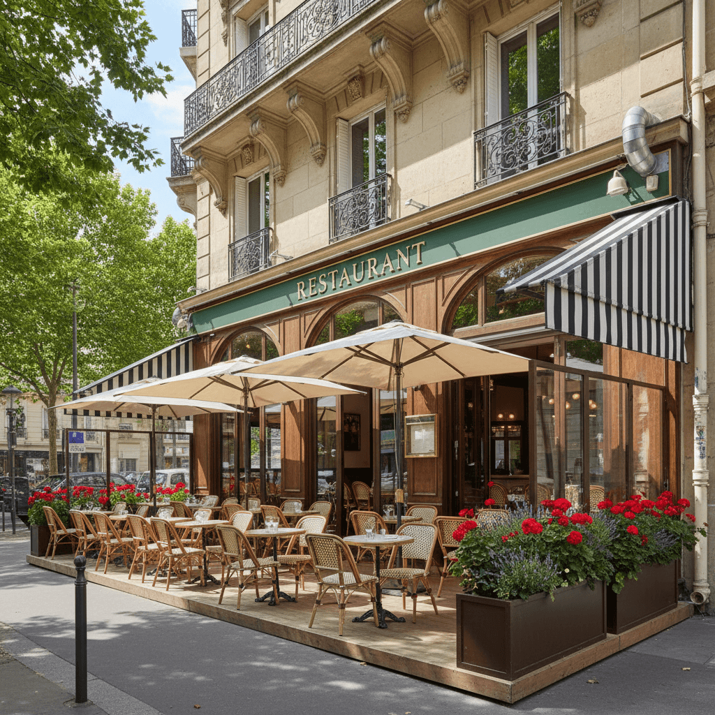 Restaurant 50 couverts à Levallois-Perret : terrasse - extraction