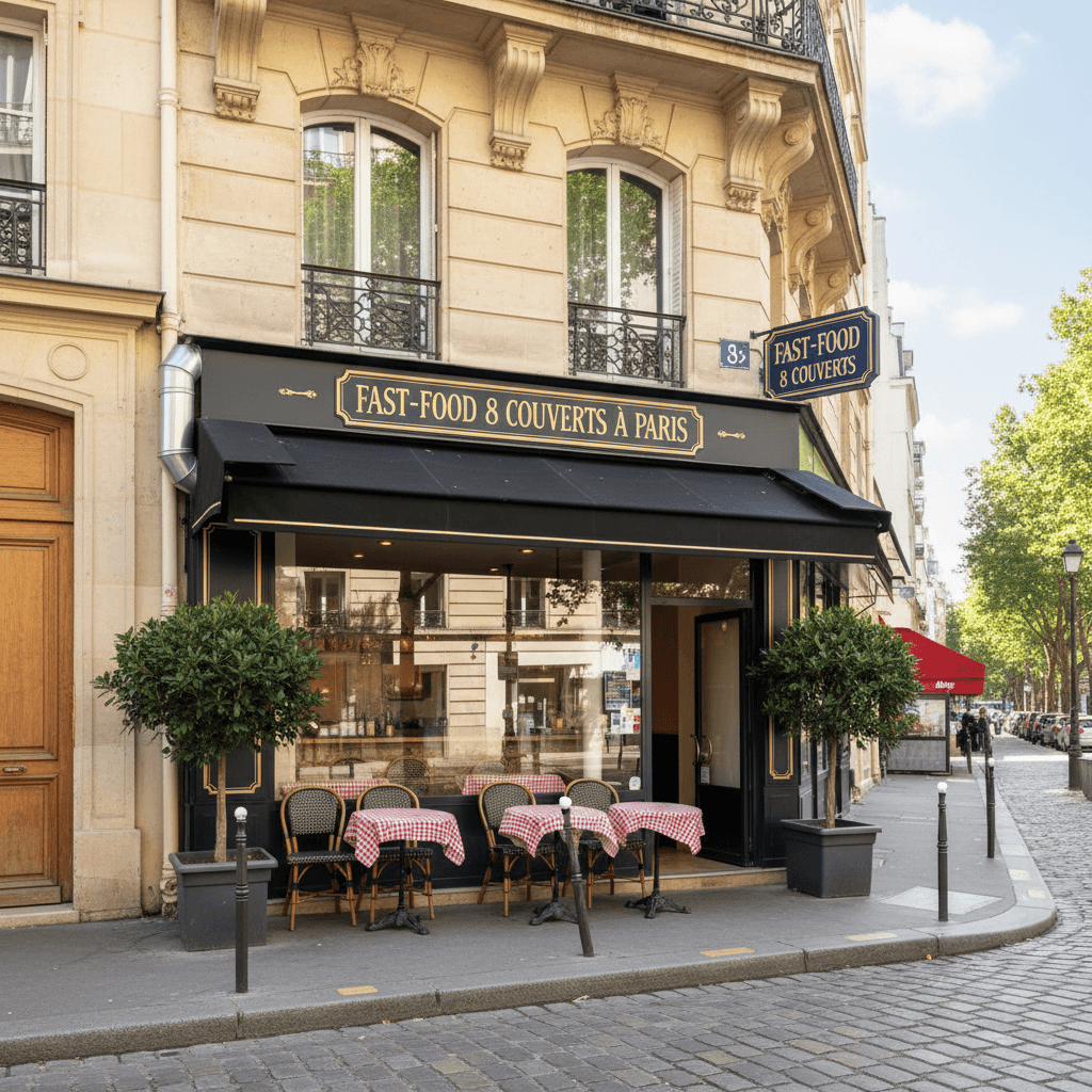 Fast-food 8 couverts à Paris : terrasse - extraction