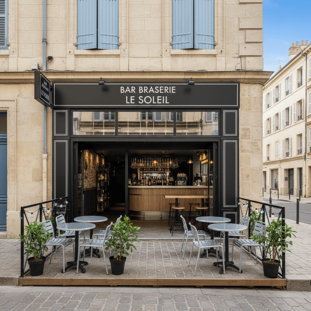 Bar-brasserie 100m² à Toulon : terrasse - licence IV