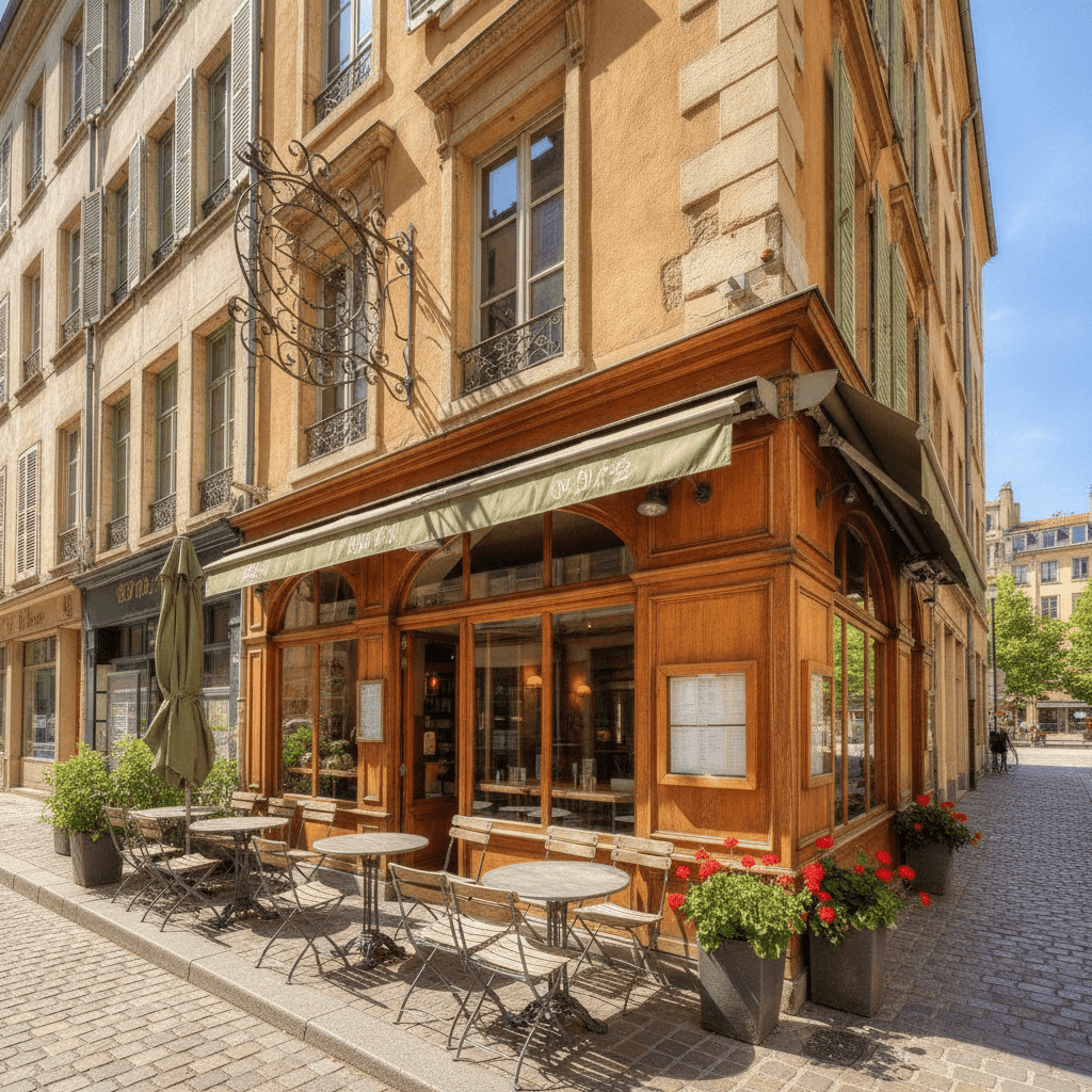 Restaurant 90m² à Lyon : terrasse - cuisine équipée