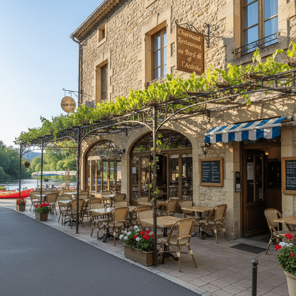Restaurant à Saint-Martin-D'Ardèche : terrasse - licence IV - Image 1
