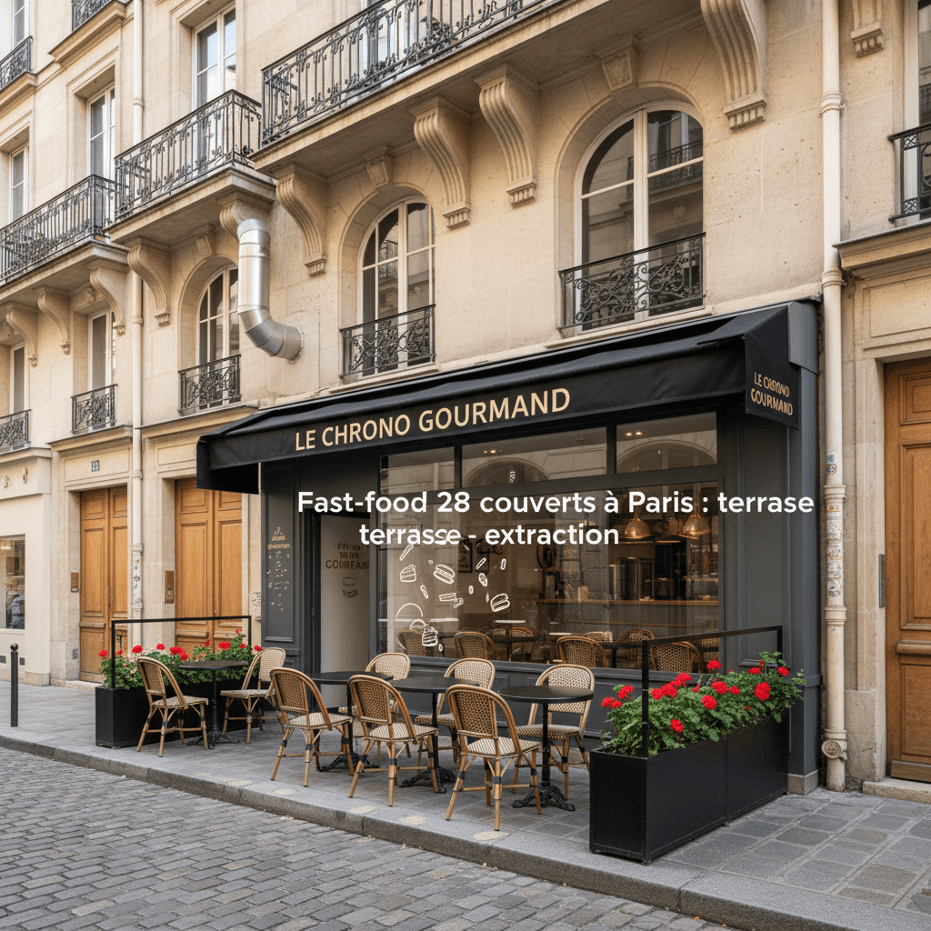 Fast-food 26 couverts à Paris : terrasse - extraction
