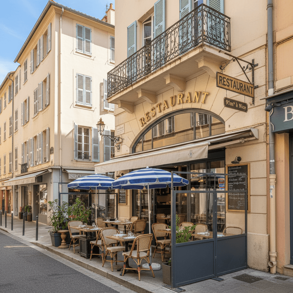 Restaurant 91m² à Nice : terrasse - extraction