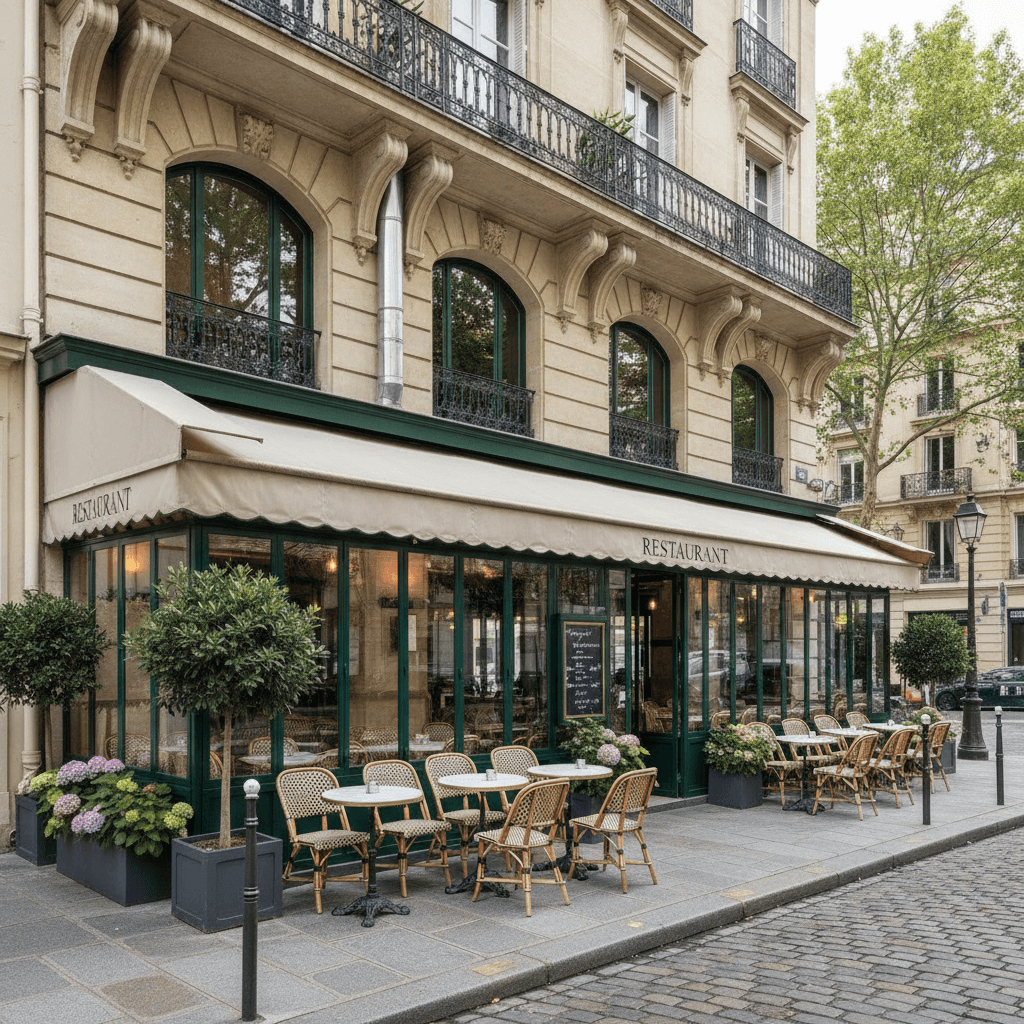 Restaurant 45 couverts à Paris : terrasse - extraction