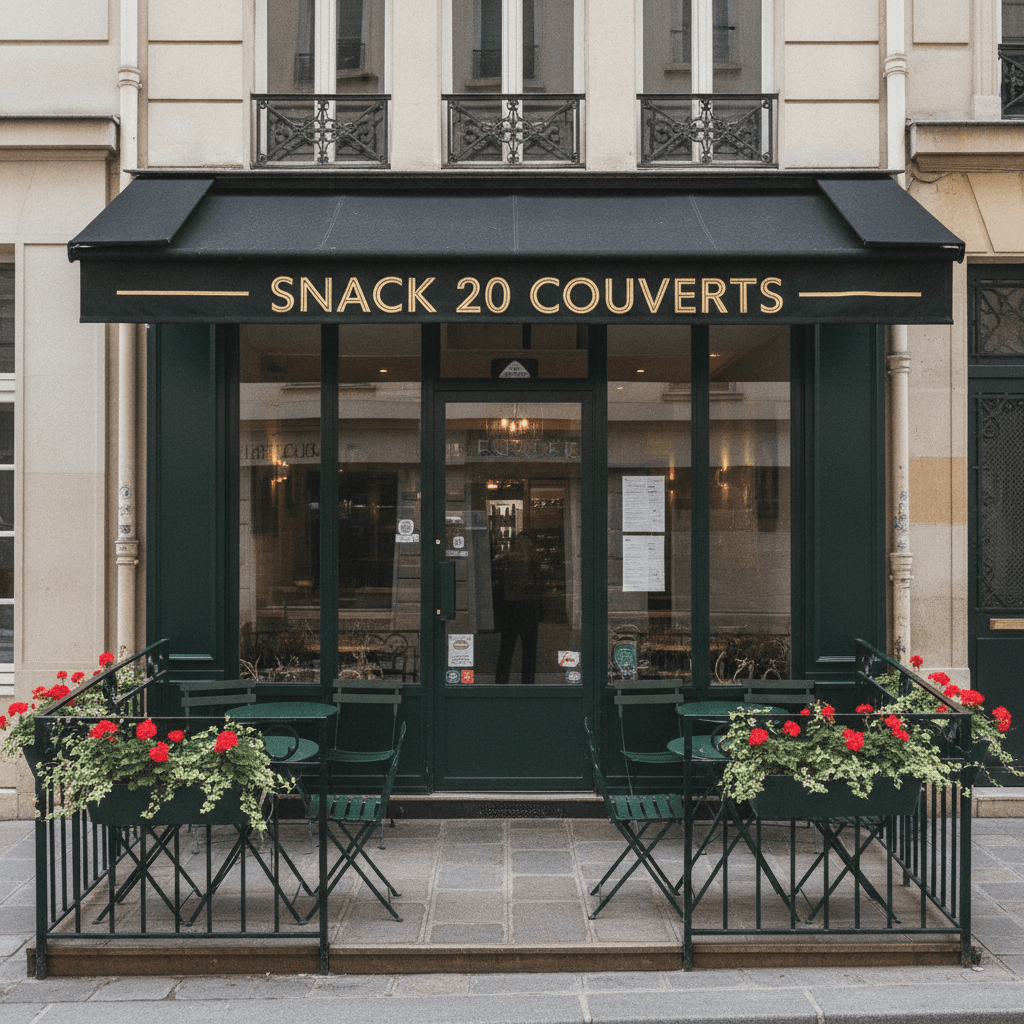 Snack 20 couverts à Paris : terrasse - licence IV
