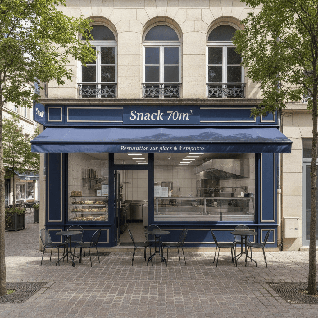 Snack 70m² à Rennes : terrasse - cuisine équipée