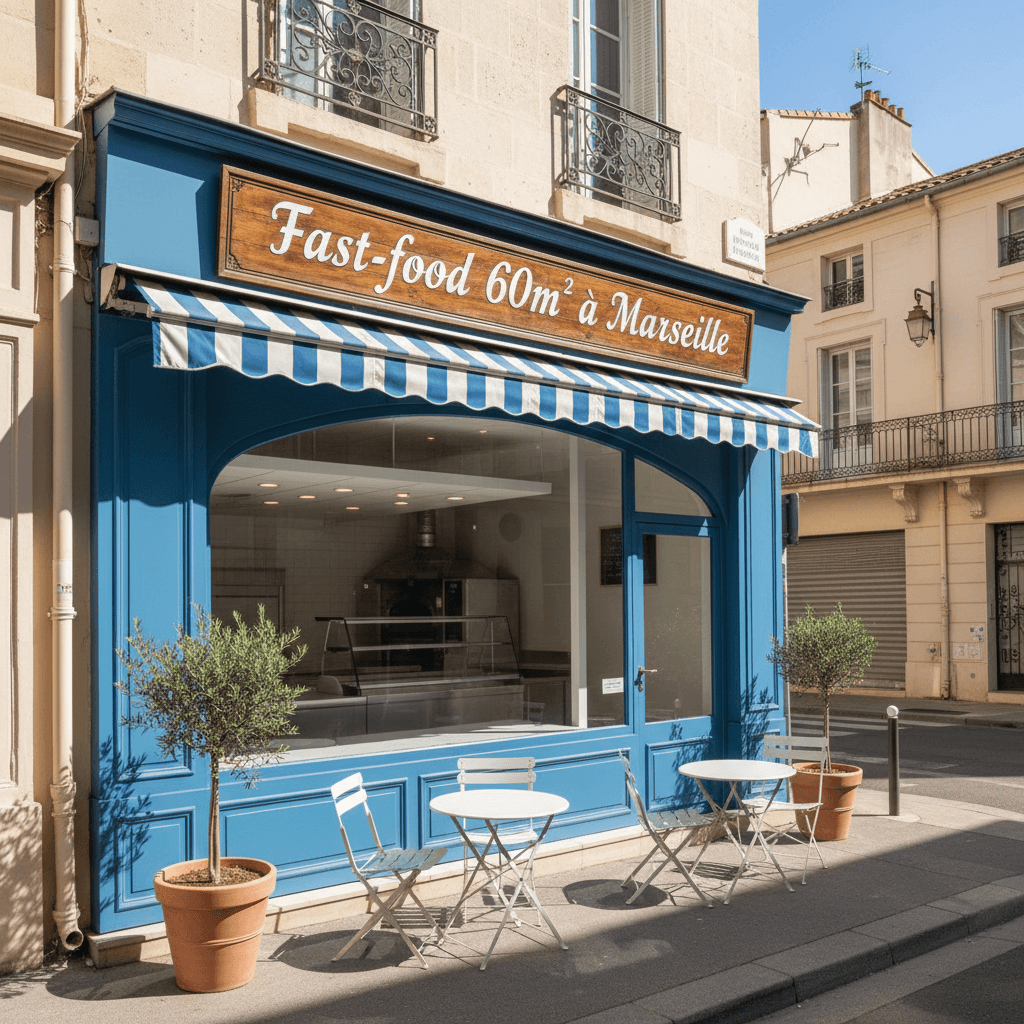 Fast-food 60m² à Marseille : terrasse - licence IV