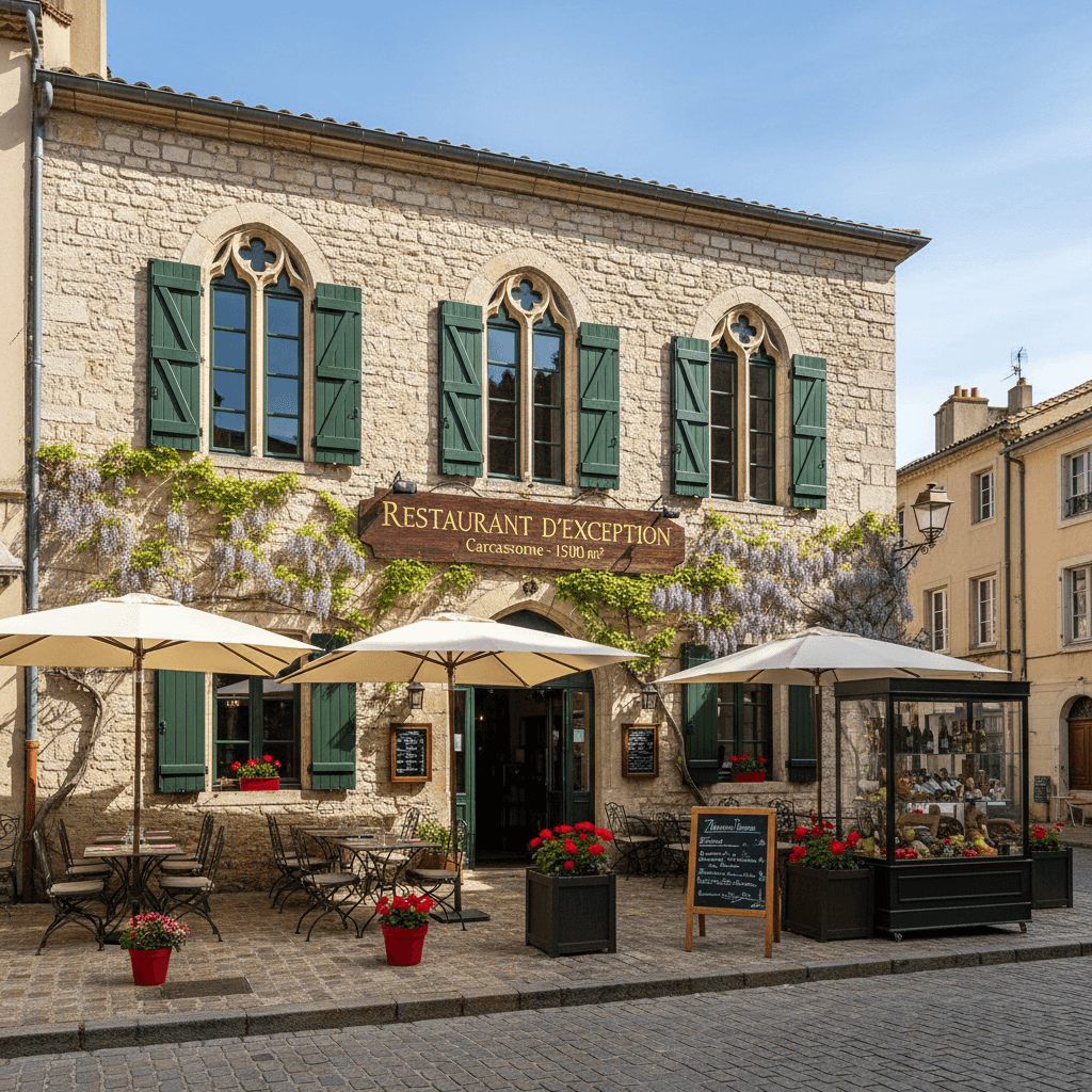 Restaurant 1500m² à Carcassonne : terrasse - licence IV - Image 1