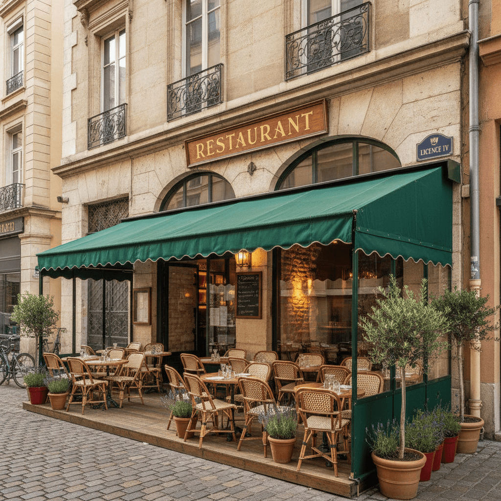 Restaurant 80m² à Lyon : terrasse - licence IV