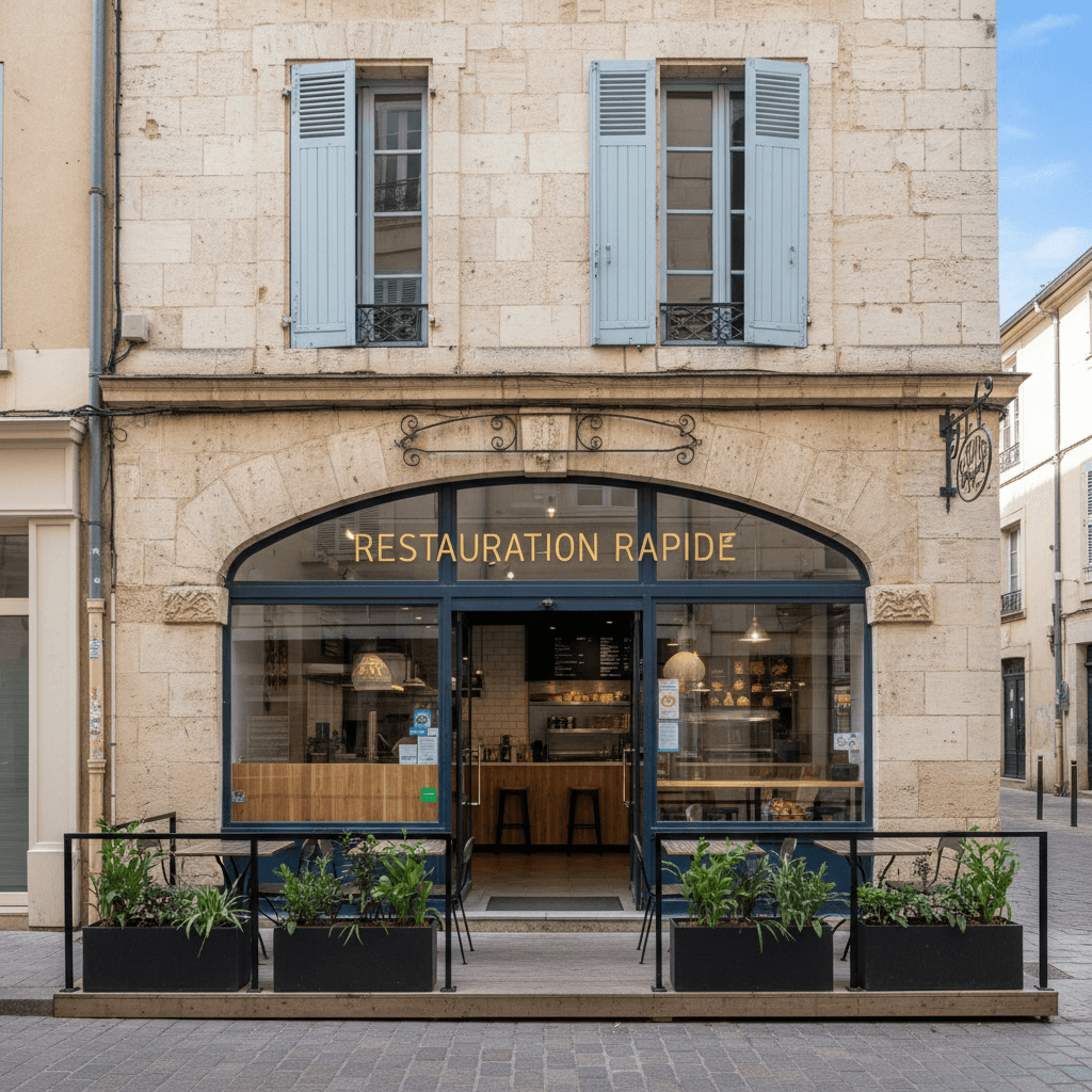Fast-food 45m² à Montpellier : terrasse - extraction - Image 1