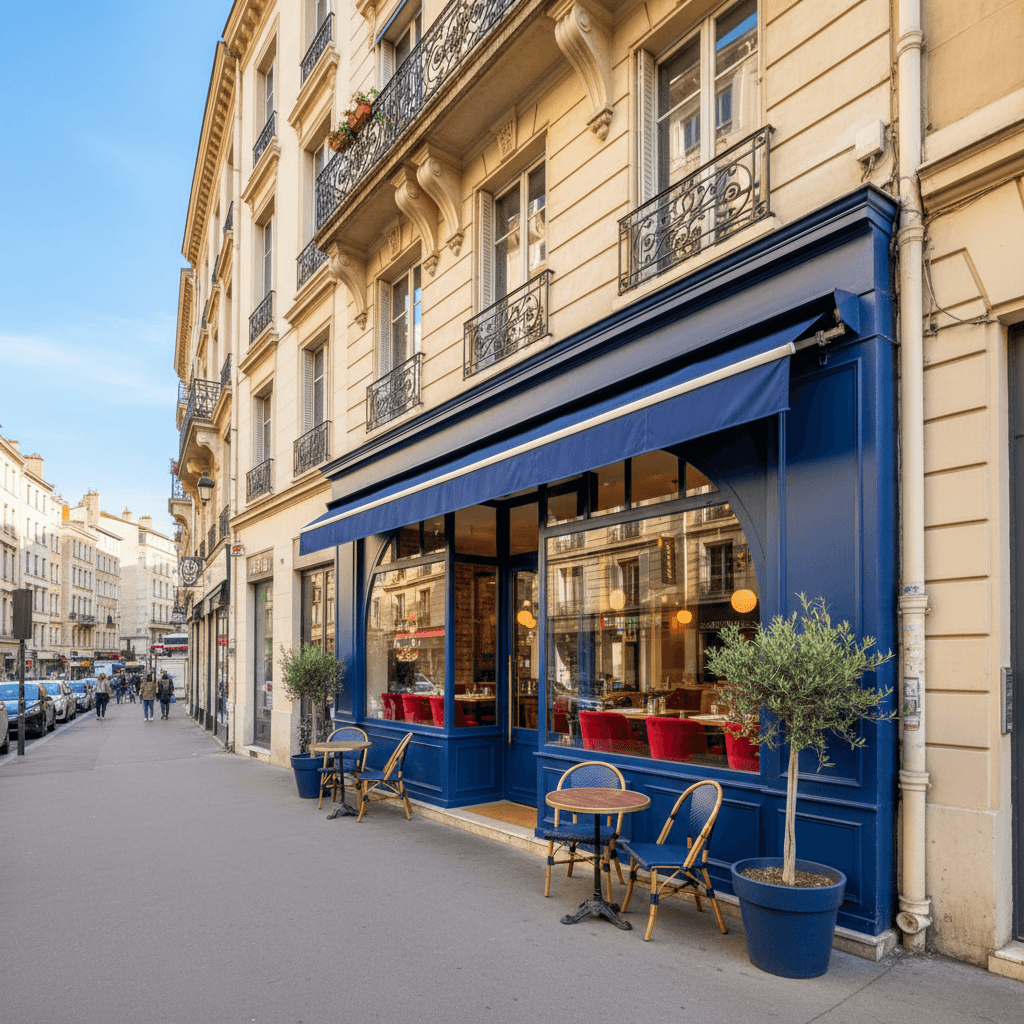 Restaurant 110m² à Lyon : terrasse - cuisine équipée
