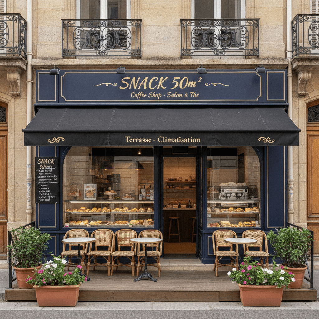 Snack 50m² à Bordeaux : terrasse - climatisation