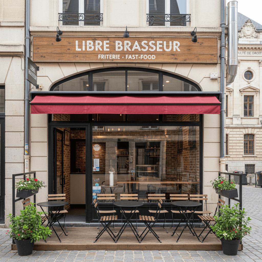 Fast-food 20m² à Lille : terrasse - extraction