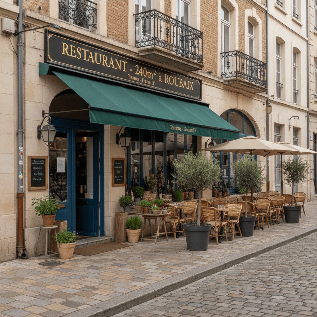 Restaurant 240m² à Roubaix : terrasse - licence IV