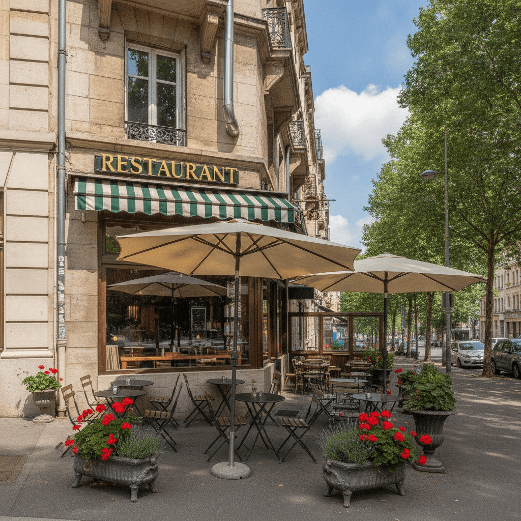 Restaurant 40 couverts à Lyon : terrasse - extraction