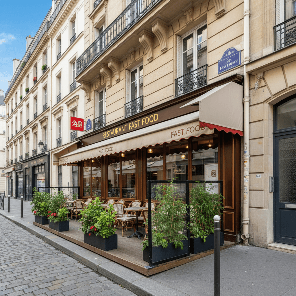 Fast-food 18 couverts à Paris : terrasse - licence IV