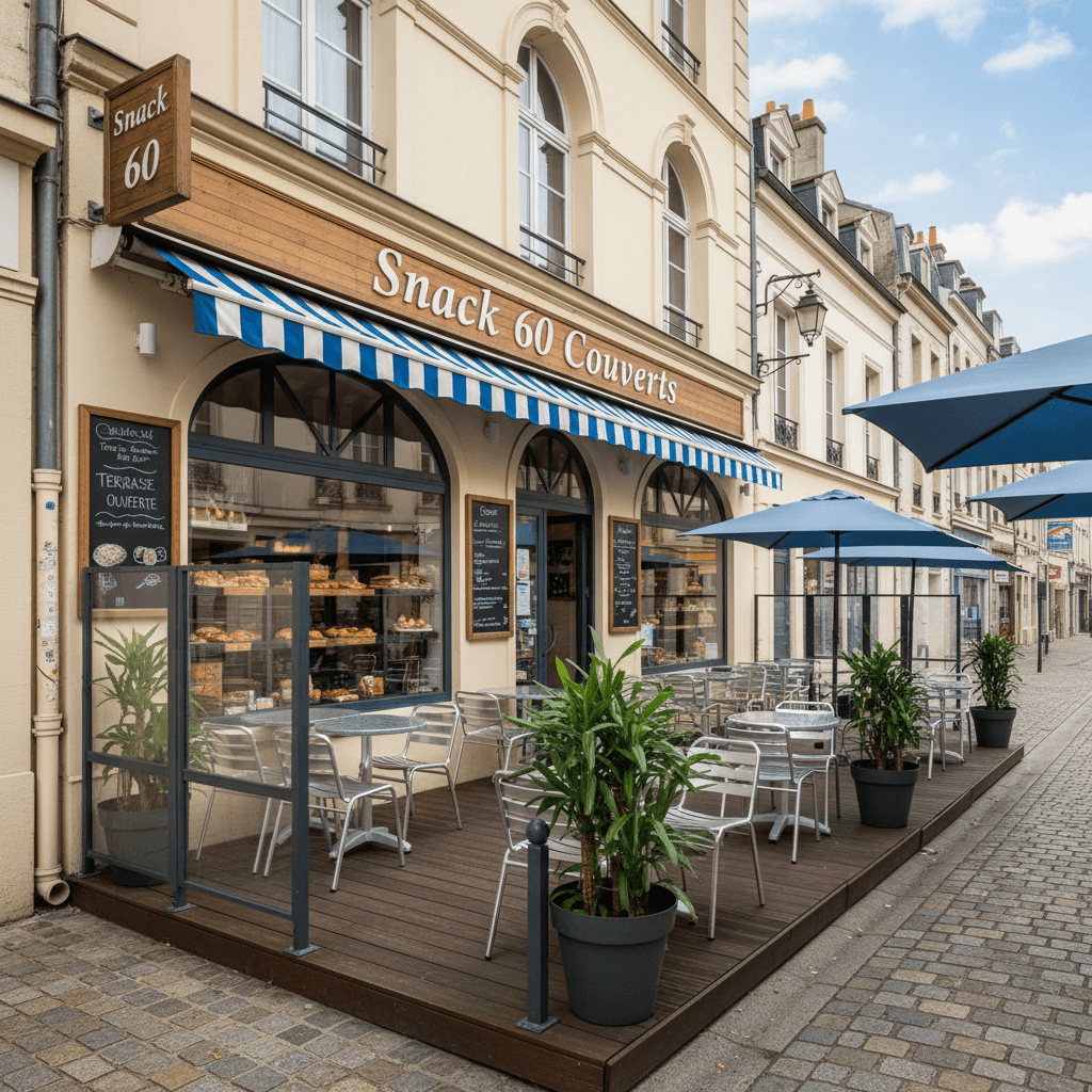 Restauration sans nuisance (Pas de conduit, réchauffage) 60 couverts à Montigny-le-Bretonneux : terrasse - Image 1