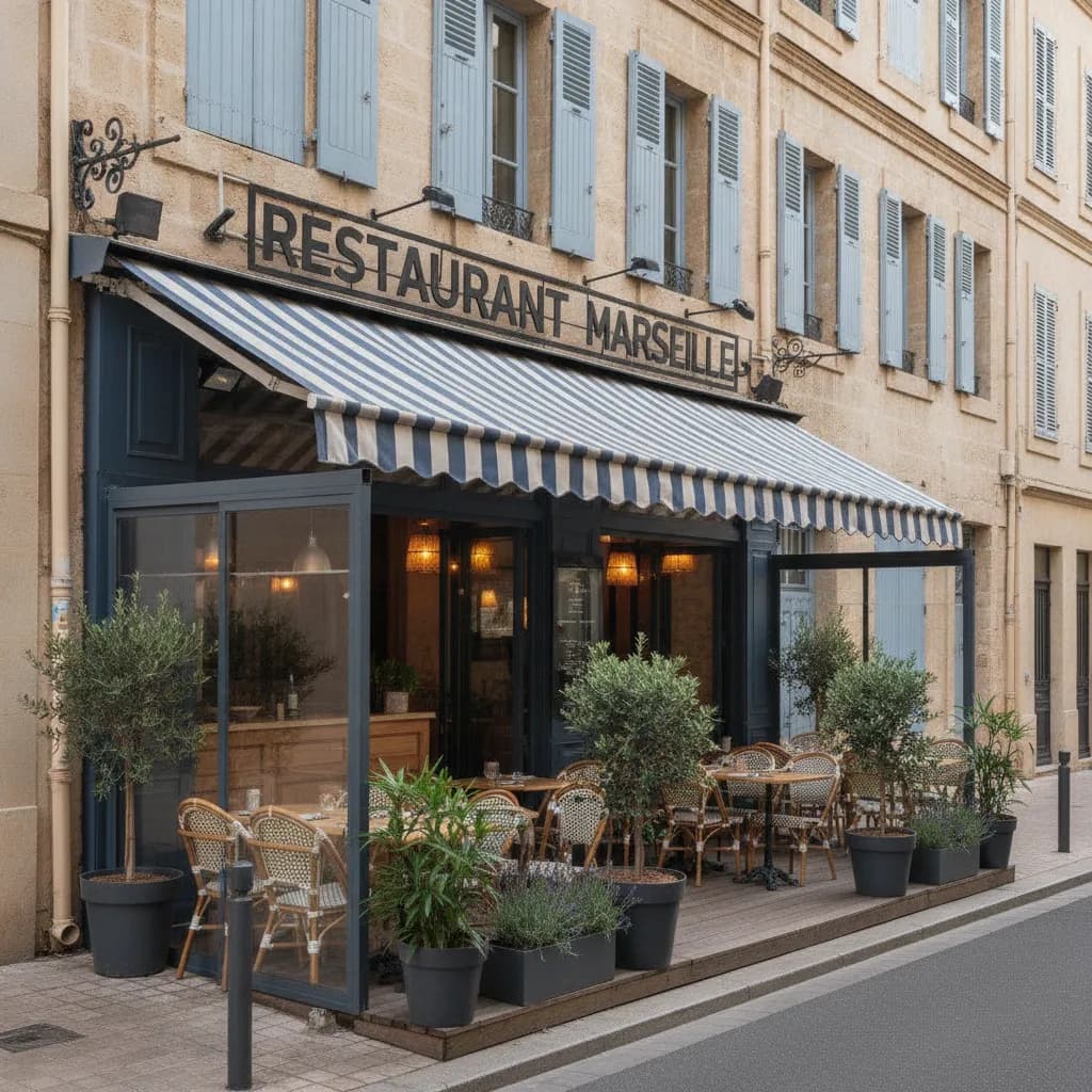 Restaurant 90m² à Marseille : terrasse - cuisine équipée - Image 1