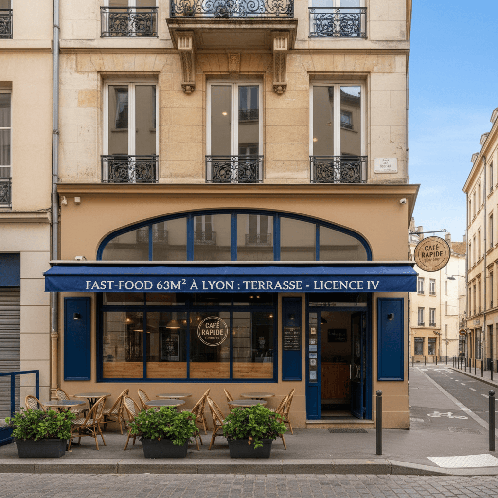 Fast-food 63m² à Lyon : terrasse - licence IV