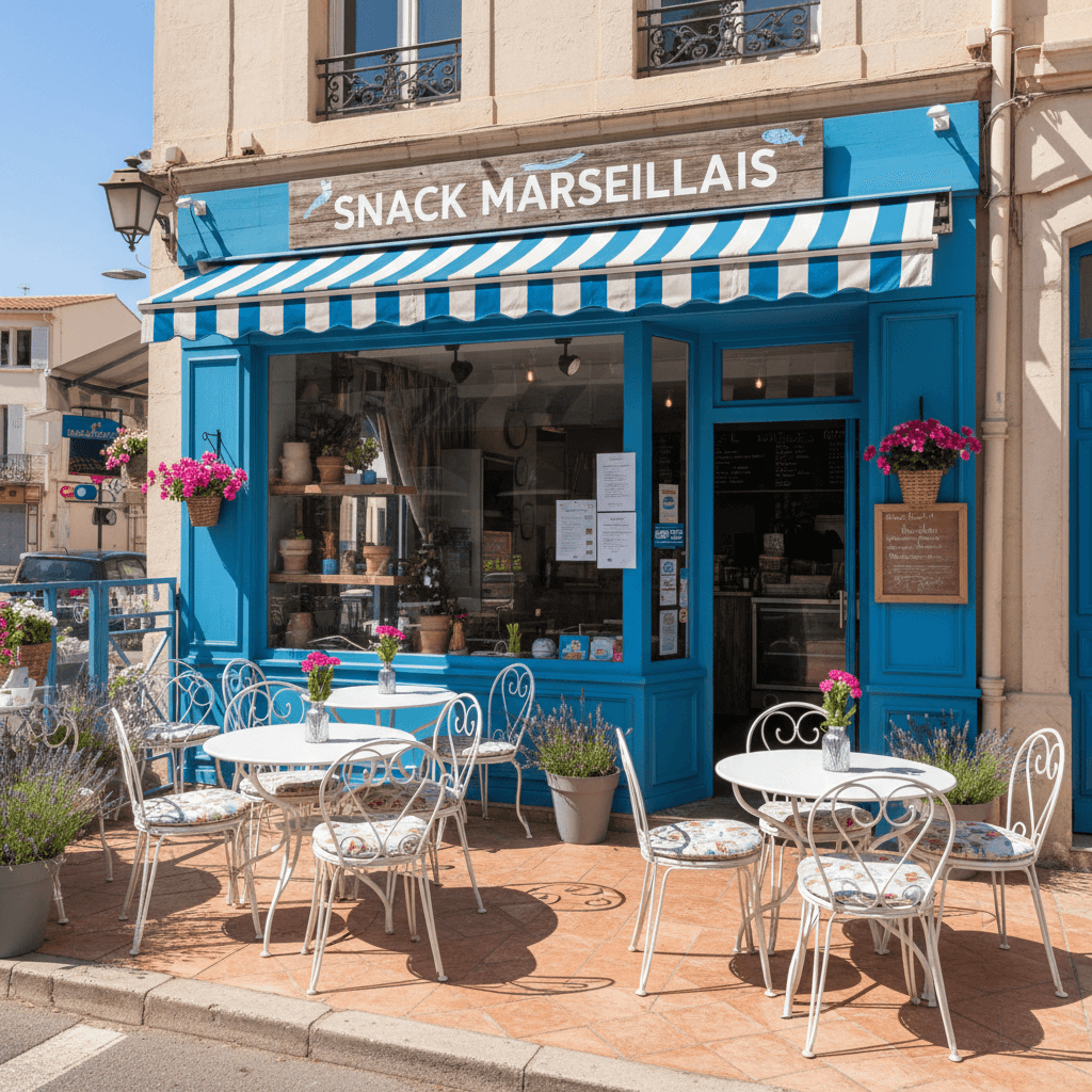 Snack 16m² à Marseille : terrasse - cave/réserve