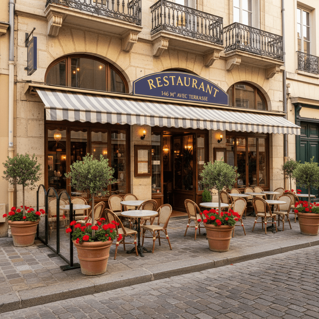 Restaurant 146m² à Lyon : terrasse - extraction - Image 1