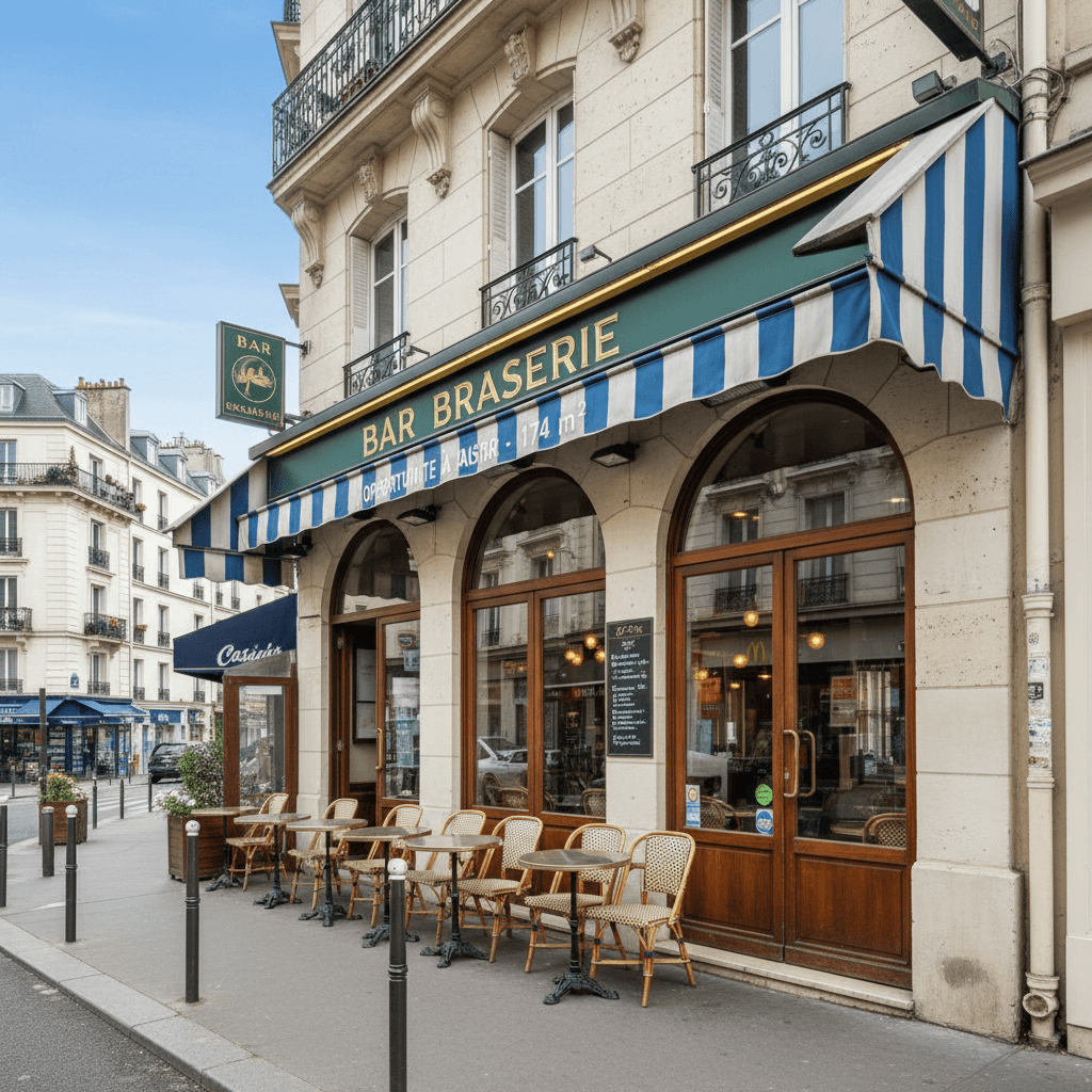 Bar-brasserie 40 couverts à Clichy : terrasse - licence IV - Image 1