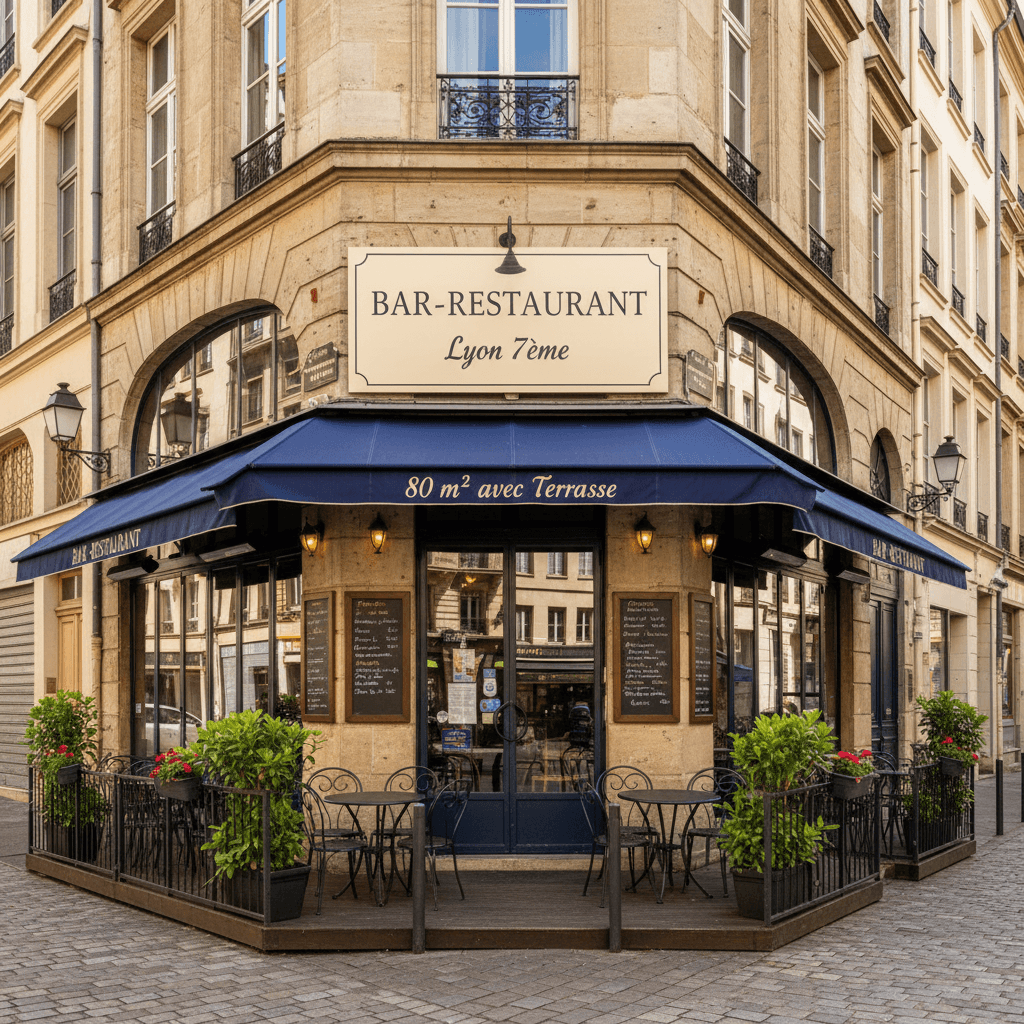 Restaurant 80m² à Lyon : terrasse - licence IV