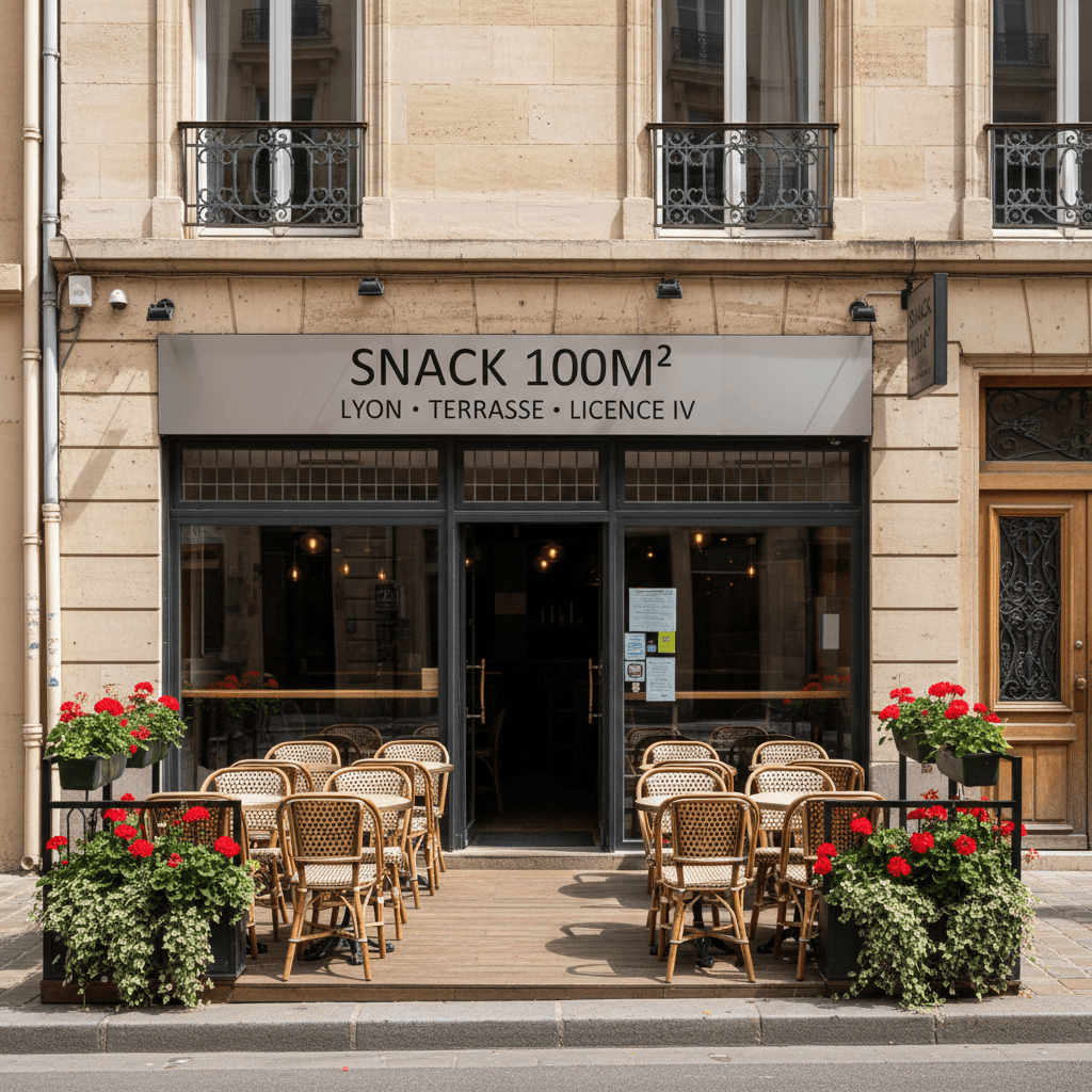 Snack 100m² à Lyon : terrasse - licence IV