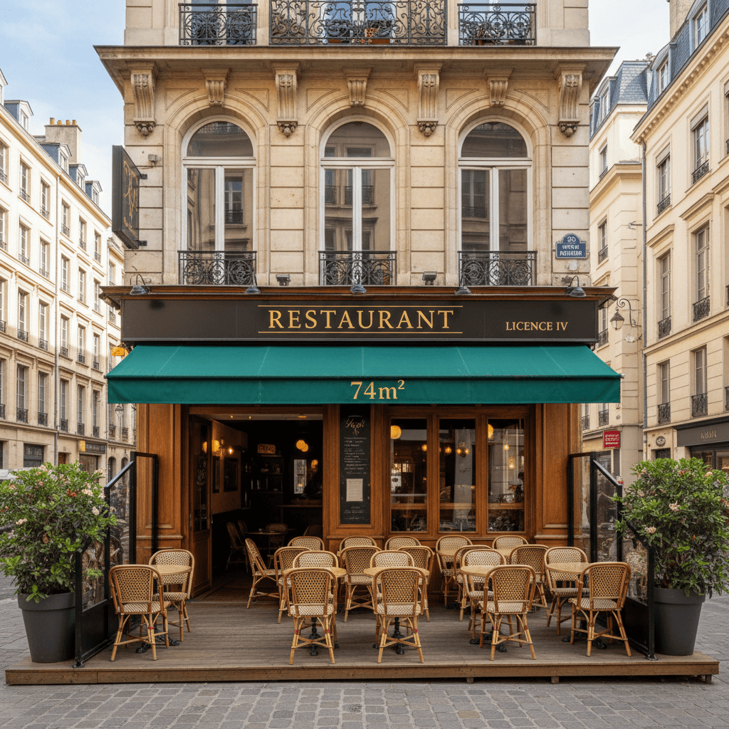 Restaurant 74m² à Lyon : terrasse - licence IV