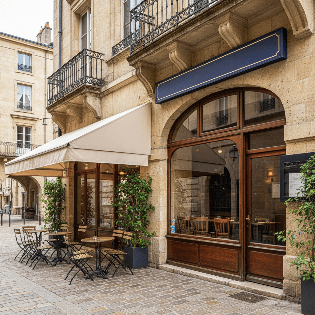 Restaurant 70m² à Bordeaux : terrasse - cuisine équipée
