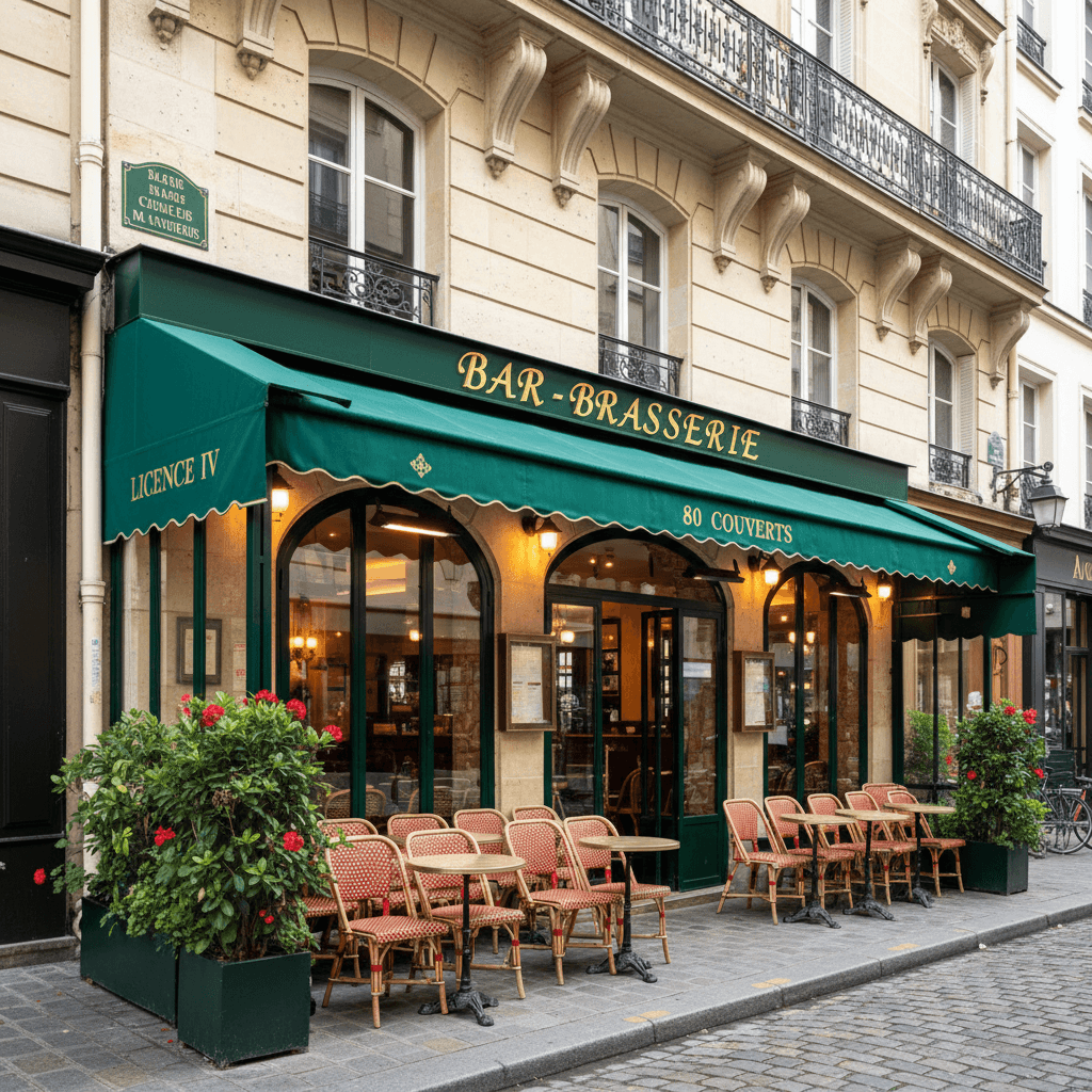 Bar-brasserie 80 couverts à Paris : terrasse - licence IV