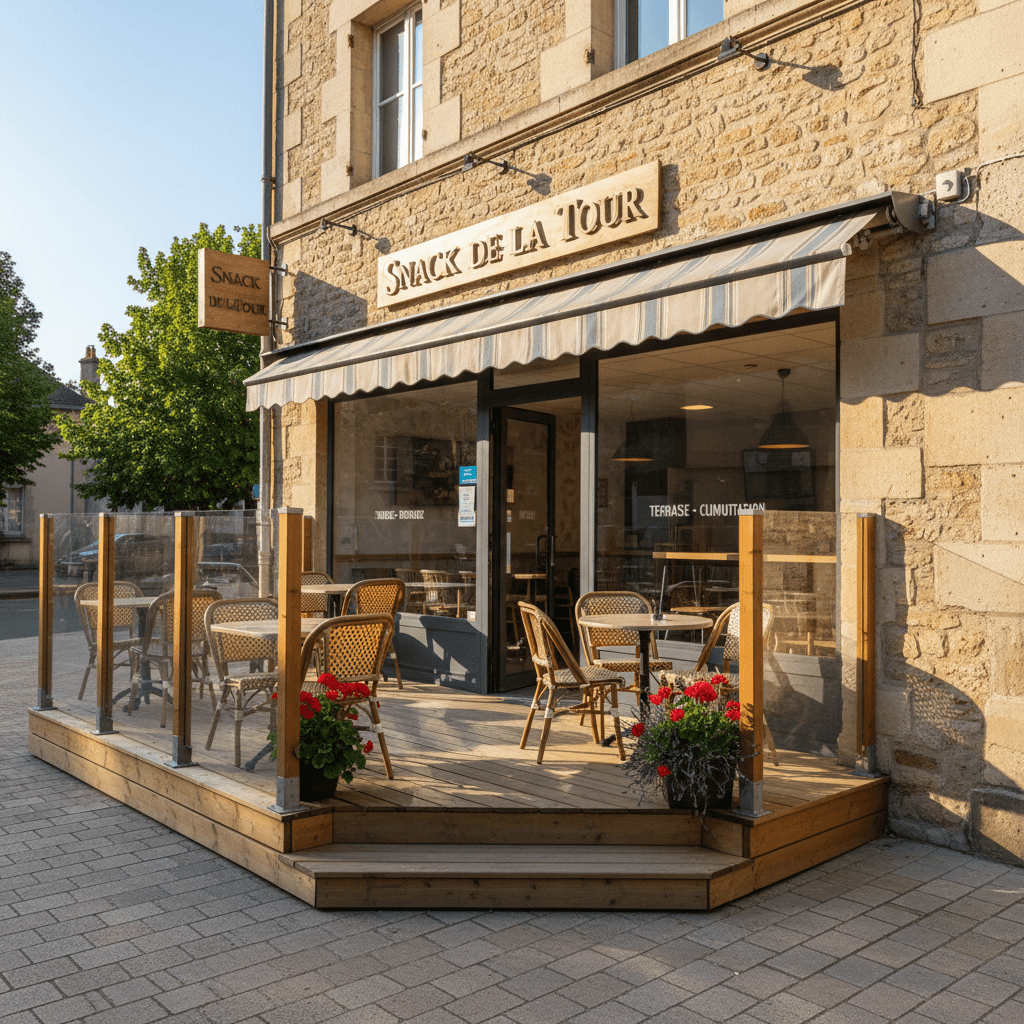Snack 80m² à Bourg-En-Bresse : terrasse - climatisation