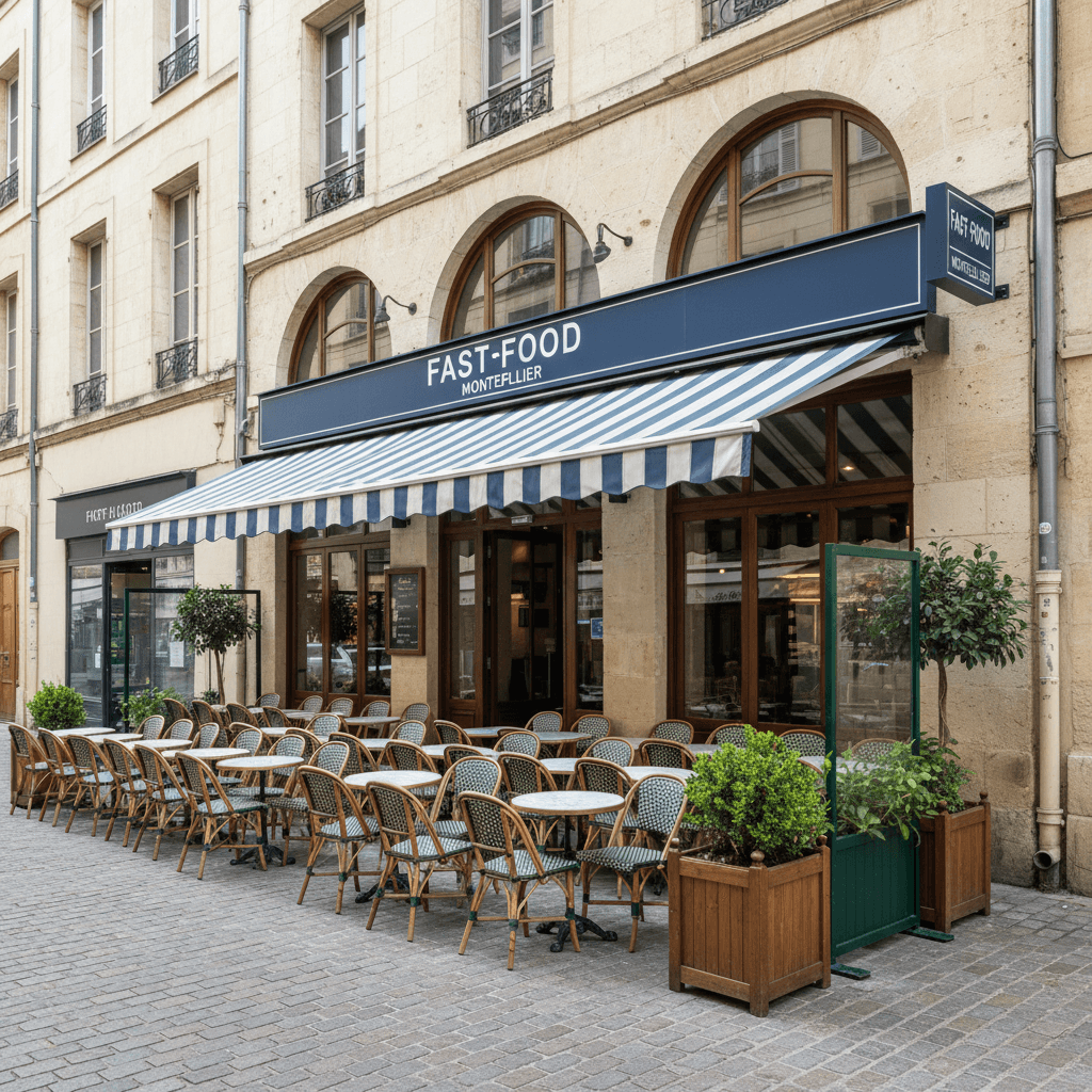 Fast-food 100m² à Montpellier : terrasse - licence IV