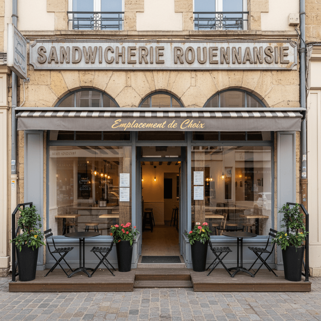 Fast-food 40m² à Rouen : terrasse - cuisine équipée