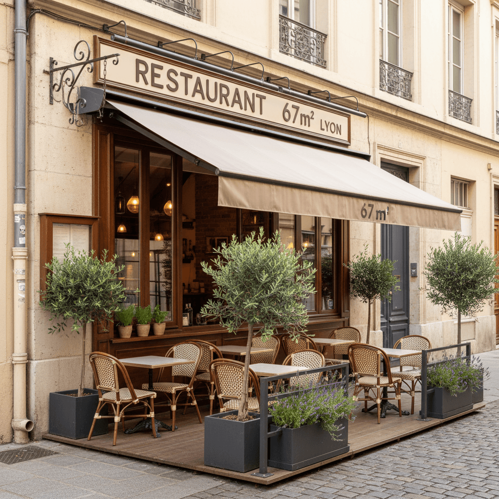 Restaurant 67m² à Lyon : terrasse - extraction