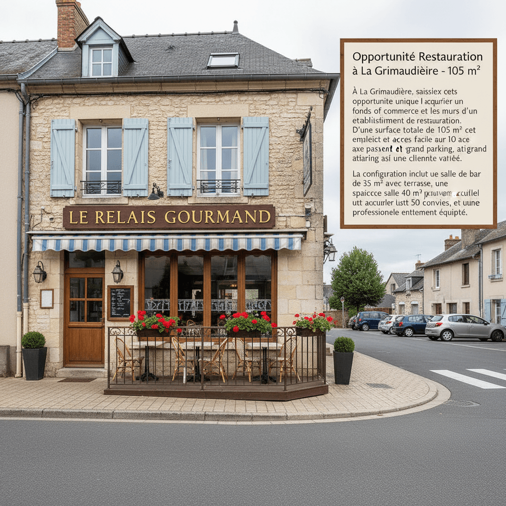 Restaurant 105m² à La Grimaudière : terrasse - licence IV - Image 1